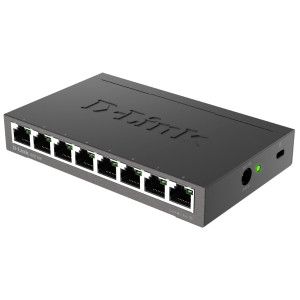 D-Link DGS-108 8-Port Gigabit Ethernet Plug and Play Switch, fanless, IGMP snooping, green features